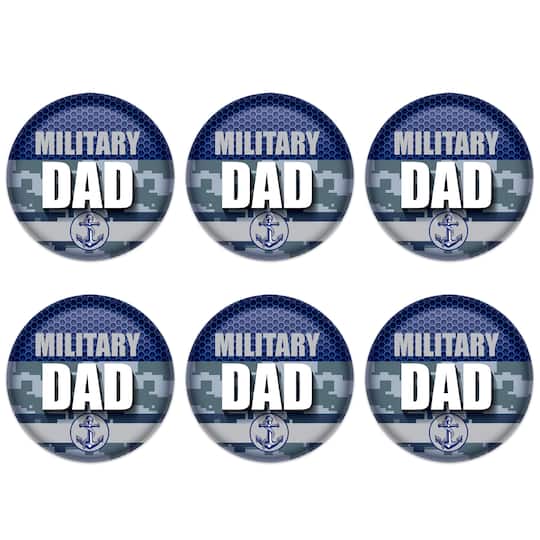 Beistle 2" Blue Camouflage Military Dad Buttons, 6ct.